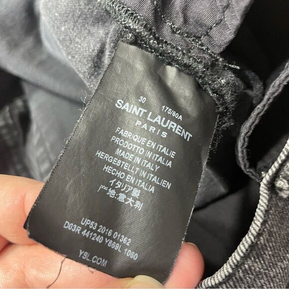 Saint Laurent Men's Black Ultra Skinny Distressed‎ D02 M/SK-LW Size 30 - Picture 6 of 11